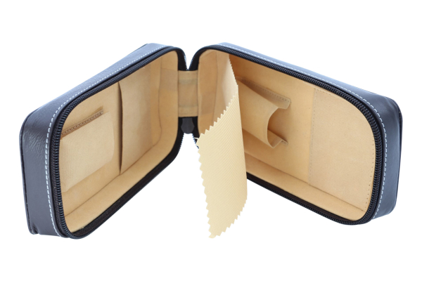 LEAS Uhrenetui für 2 Uhren mit Reißverschluss aus feinstem Rind Leder 16,5x8x5cm (BxHxT) (braun)